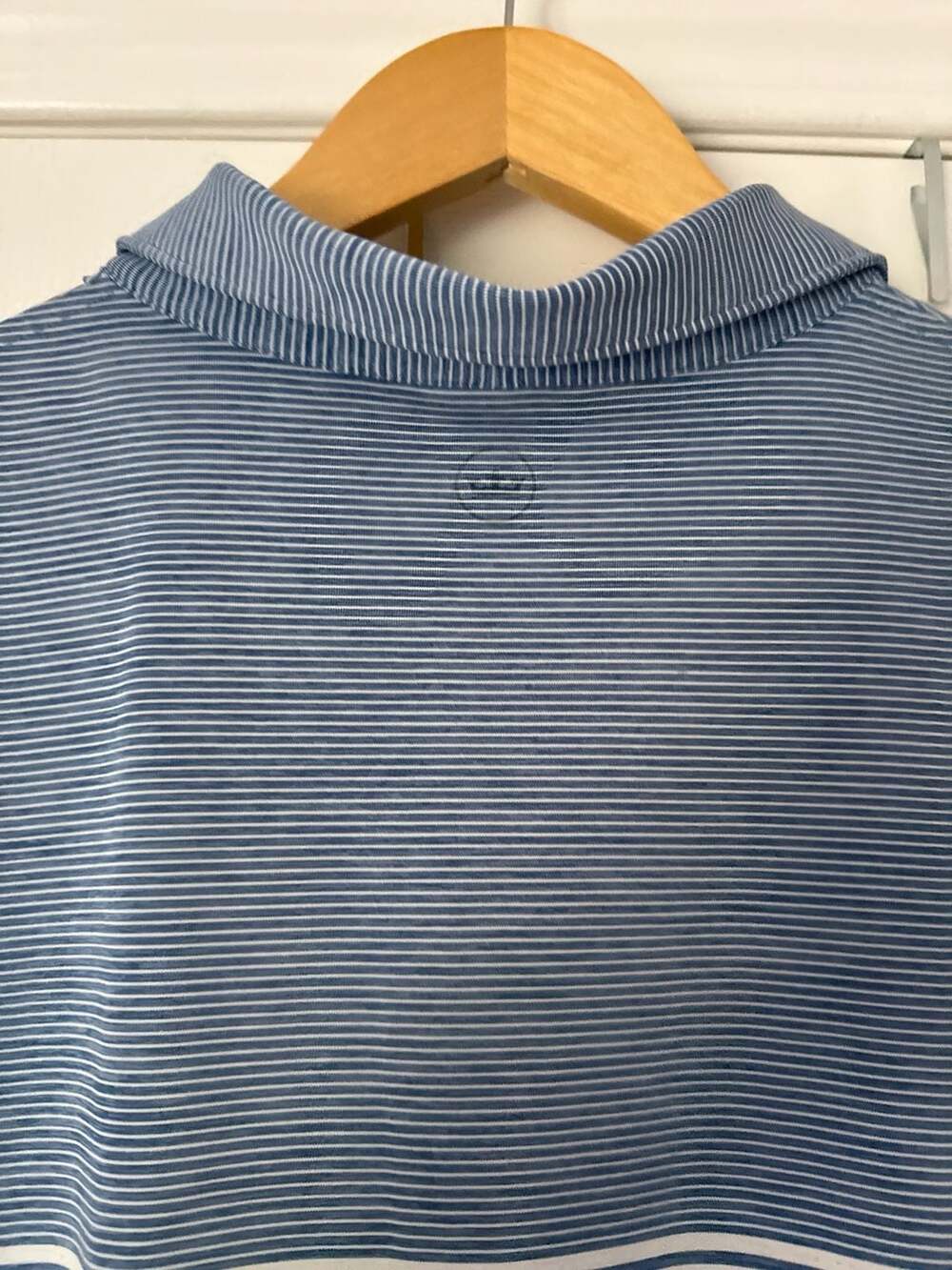 Peter Millar Crown Crafted Performance Polo Blue Striped Texture Shirt - Picture 7 of 8